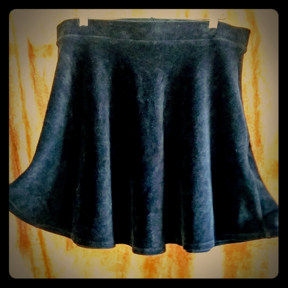Black Corduroy Flare Skirt